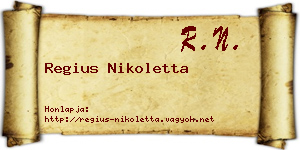 Regius Nikoletta névjegykártya